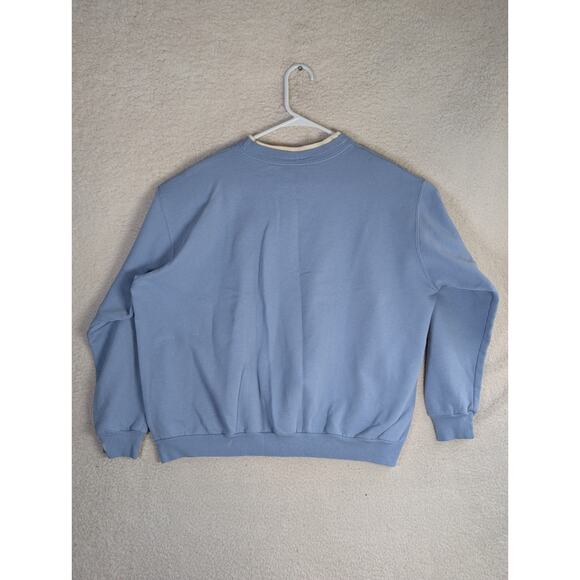 Vintage Top Stitch Sweatshirt Womens XL Blue Floral Cottagecore Embroidered - Picture 2 of 16